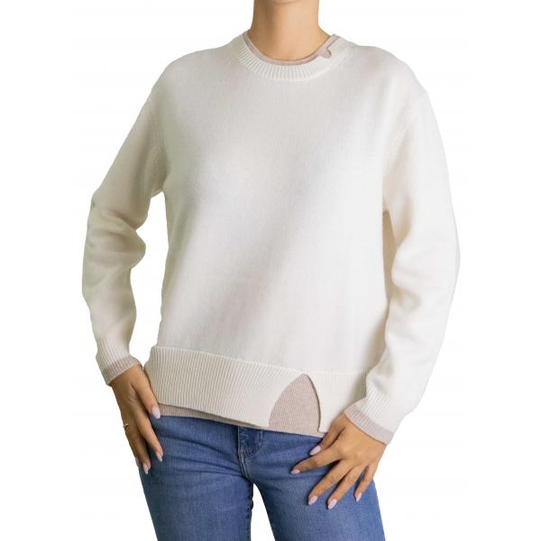 Maglioncino in pura lana con bordi a contrasto 